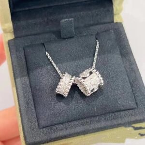 [Eternal Jewelry]PERLEE DOUBLE PENDANT SILVER DIAMOND NECKLACE