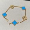 [Eternal Jewelry]CLOVER 5 MOTIF BLUE CHALCEDONY DIAMOND GOLD BRACELET