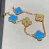 [Eternal Jewelry]CLOVER 5 MOTIF BLUE CHALCEDONY DIAMOND GOLD BRACELET