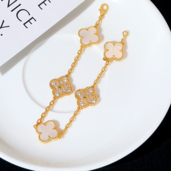 [Eternal Jewelry]CLOVER BRACELET 5 MOTIF WHITE MOP DIAMOND