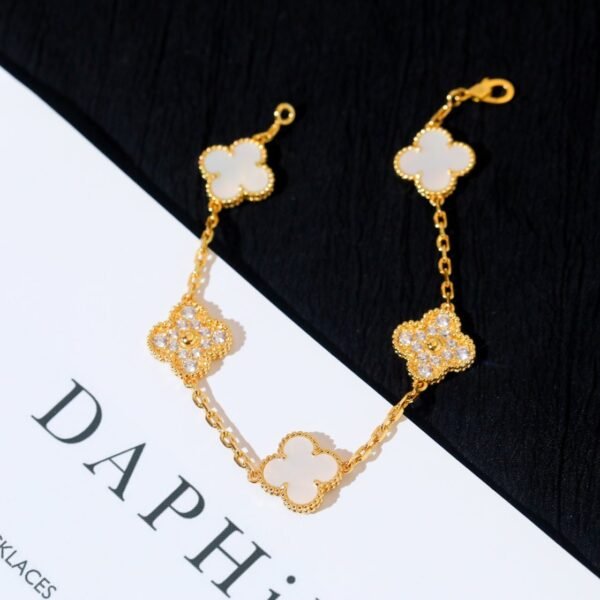 [Eternal Jewelry]CLOVER BRACELET 5 MOTIF WHITE MOP DIAMOND