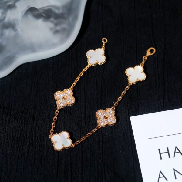 [Eternal Jewelry]CLOVER BRACELET 5 MOTIF WHITE MOP DIAMOND