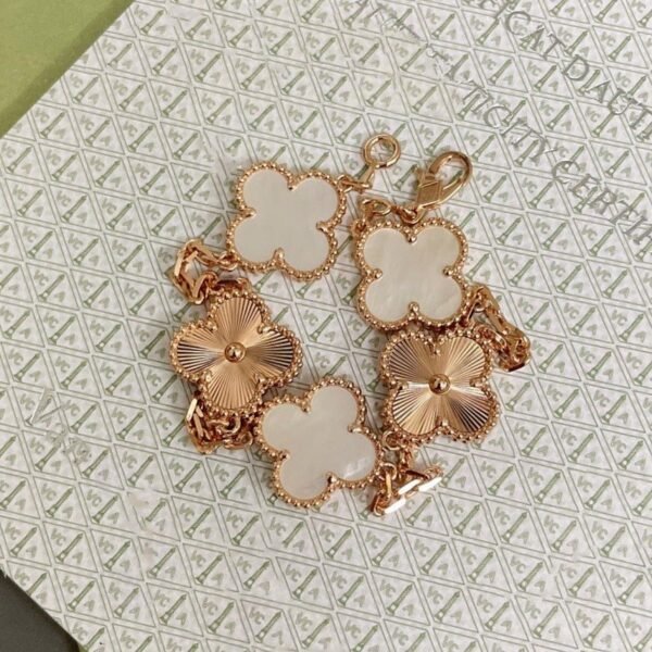 [Eternal Jewelry]CLOVER BRACELET 5 MOTIF WHITE MOP PINK GOLD