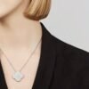 [Eternal Jewelry]CLOVER 25MM LARGE PENDANT DIAMOND PAVED SILVER NECKLACE
