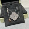 [Eternal Jewelry]CLOVER 25MM LARGE PENDANT DIAMOND PAVED SILVER NECKLACE