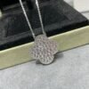 [Eternal Jewelry]CLOVER 25MM LARGE PENDANT DIAMOND PAVED SILVER NECKLACE