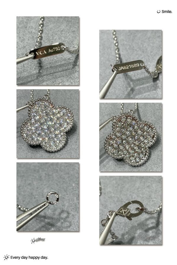 [Eternal Jewelry]CLOVER 25MM LARGE PENDANT DIAMOND PAVED SILVER NECKLACE