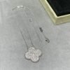 [Eternal Jewelry]CLOVER 25MM LARGE PENDANT DIAMOND PAVED SILVER NECKLACE