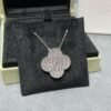 [Eternal Jewelry]CLOVER 25MM LARGE PENDANT DIAMOND PAVED SILVER NECKLACE