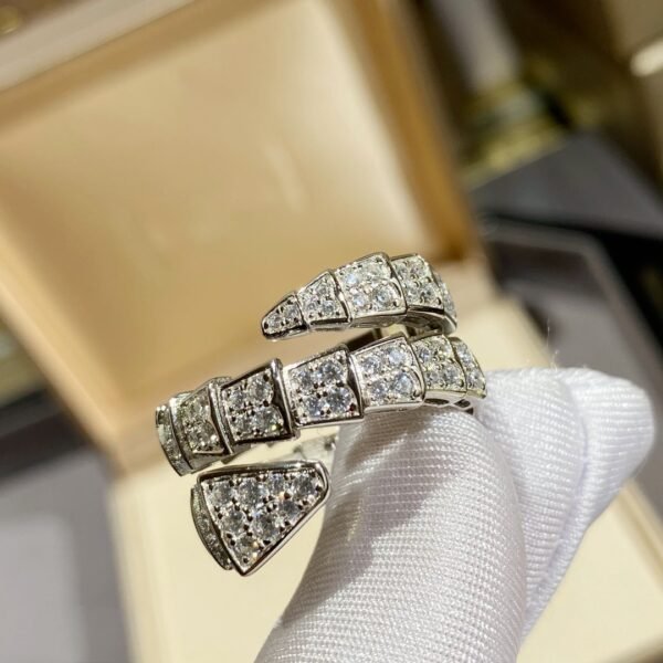 [Eternal Jewelry]SERPENTI DOUBLE RING SILVER DIAMOND PAVED