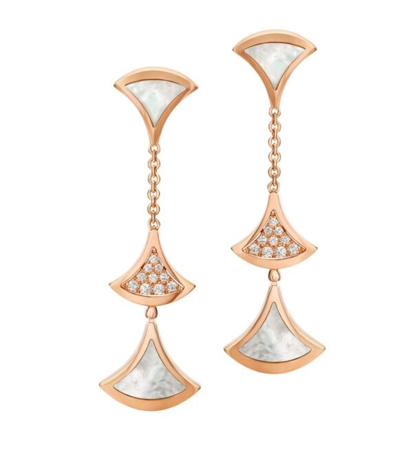 [Eternal Jewelry]DREAM EARRINGS 3 MOTIFS DIAMOND MOP PINK GOLD
