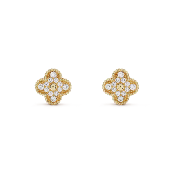 [Eternal Jewelry]CLOVER MEDIUM 1 MOTIFS FUll DIAMOND EARRINGS