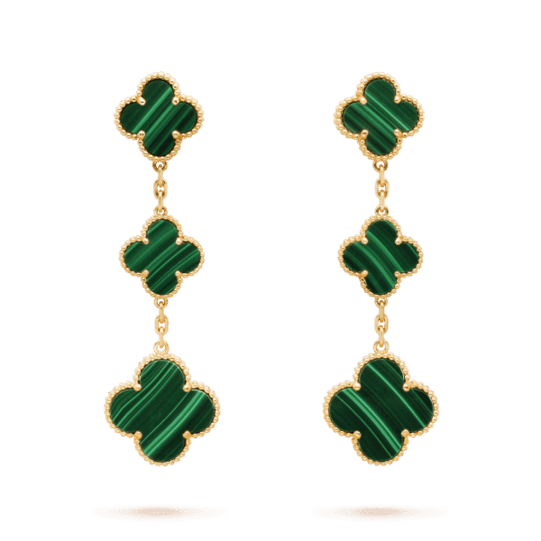 [Eternal Jewelry]CLOVER MALACHITE 3 MOTIFS GOLD