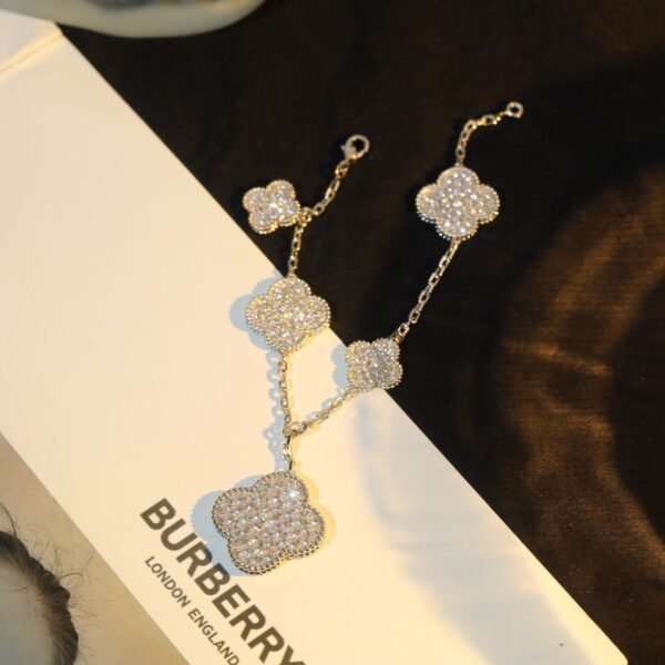 [Eternal Jewelry]CLOVER BRACELET 5 MOTIF SILVER DIAMOND PAVED