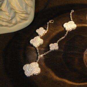 [Eternal Jewelry]CLOVER BRACELET 5 MOTIF SILVER DIAMOND PAVED