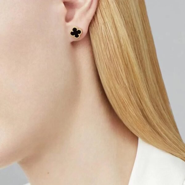 [Eternal Jewelry]CLOVER MINI 9.5MM BLACK MOP EARRINGS