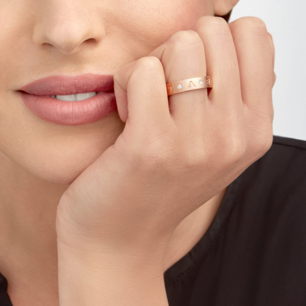[Eternal Jewelry]ZERO 1 ESSENTIAL PINK GOLD BAND WITH DIAMONDS RING