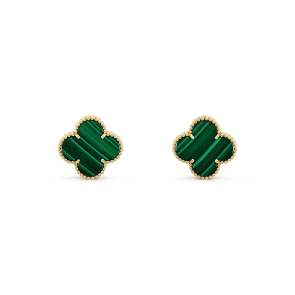 [Eternal Jewelry]CLOVER MINI 9.5MM MALACHITE  EARRINGS