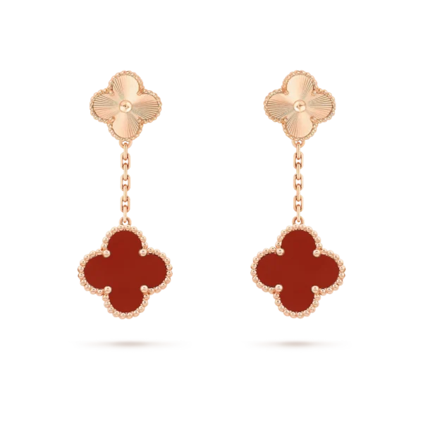 [Eternal Jewelry]CLOVER 2 MOTIF  LASER CARNELIAN EARRINGS