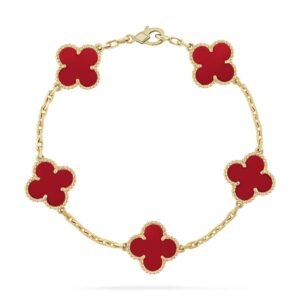 [Eternal Jewelry]CLOVER 5 MOTIFS RED AGATE  BRACELET