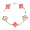 [Eternal Jewelry]CLOVER 5 MOTIF DIAMOND PINK MOP PINK GOLD BRACELET
