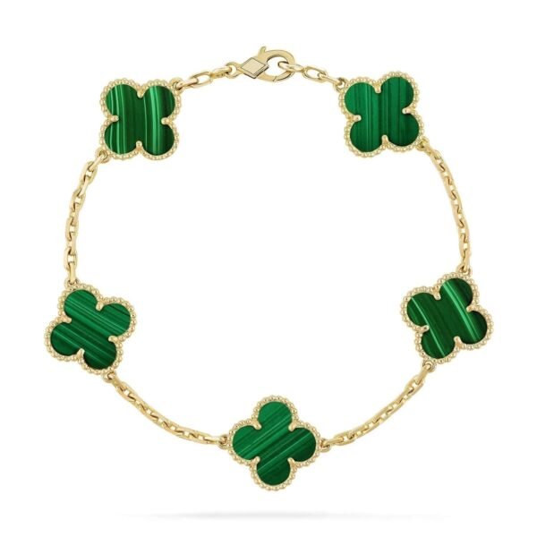 [Eternal Jewelry]CLOVER 5 MOTIFS MALACHITE BRACELET