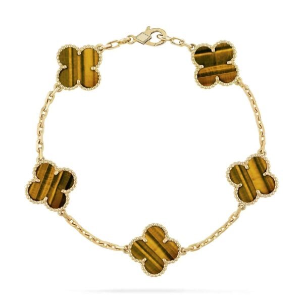 [Eternal Jewelry]CLOVER  5 MOTIFS TIGER EYE BRACELET