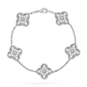 [Eternal Jewelry]CLOVER 5 MOTIFS  DIAMOND BRACELET SILVER