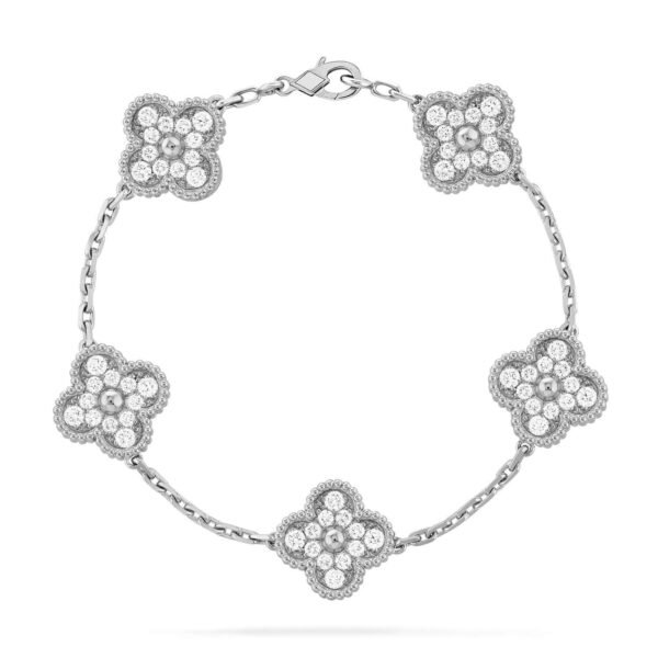 [Eternal Jewelry]CLOVER 5 MOTIFS  DIAMOND BRACELET SILVER
