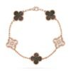 [Eternal Jewelry]CLOVER 5 MOTIFS DARK MOP AND DIAMONDS PINK GOLD BRACELET