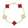 [Eternal Jewelry]CLOVER 5 MOTIFS CARNELIAN DIAMOND BRACELET