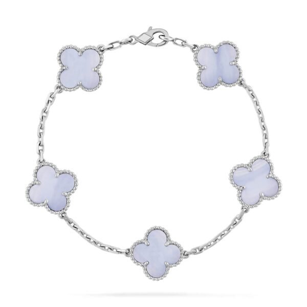 [Eternal Jewelry]CLOVER  5 MOTIF PURPLE CHALCEDONY BRACELET SILVER