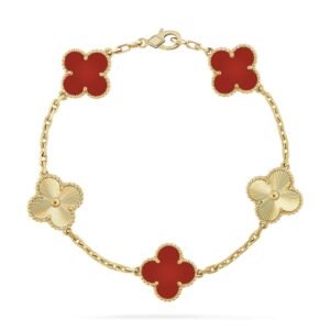 [Eternal Jewelry]CLOVER  5 MOTIFS CARNELIAN GOLD BRACELET