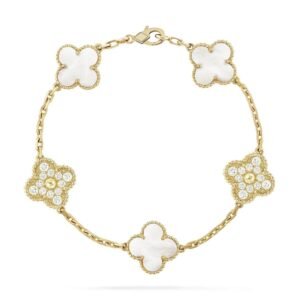 [Eternal Jewelry]CLOVER BRACELET 5 MOTIF WHITE MOP DIAMOND