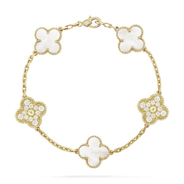 [Eternal Jewelry]CLOVER BRACELET 5 MOTIF WHITE MOP DIAMOND