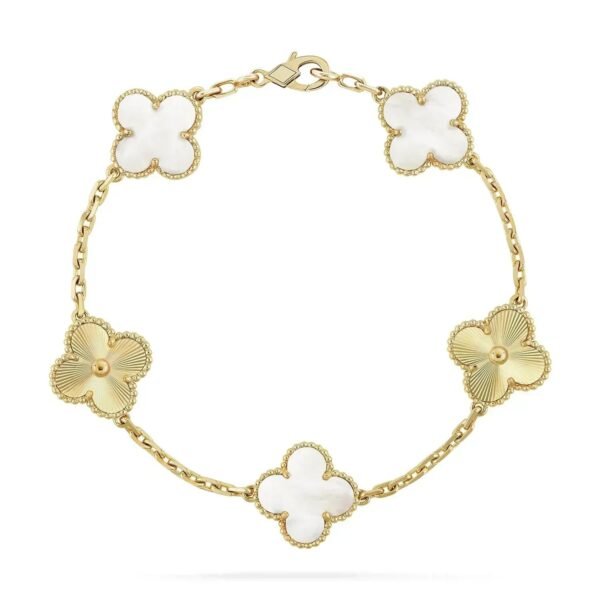 [Eternal Jewelry]CLOVER BRACELET 5 MOTIF WHITE MOP PINK GOLD