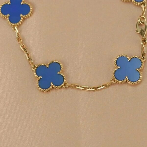 [Eternal Jewelry]CLOVER 5 MOTIFS BLUE AGATE BRACELET