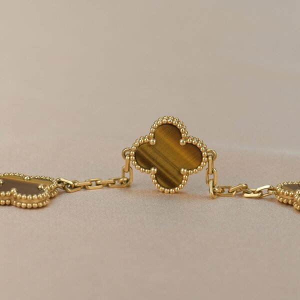 [Eternal Jewelry]CLOVER  5 MOTIFS TIGER EYE BRACELET