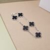 [Eternal Jewelry]CLOVER 5 MOTIF ONYXS  BRACELET SILVER