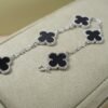 [Eternal Jewelry]CLOVER 5 MOTIF ONYXS  BRACELET SILVER