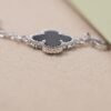 [Eternal Jewelry]CLOVER 5 MOTIF ONYXS  BRACELET SILVER