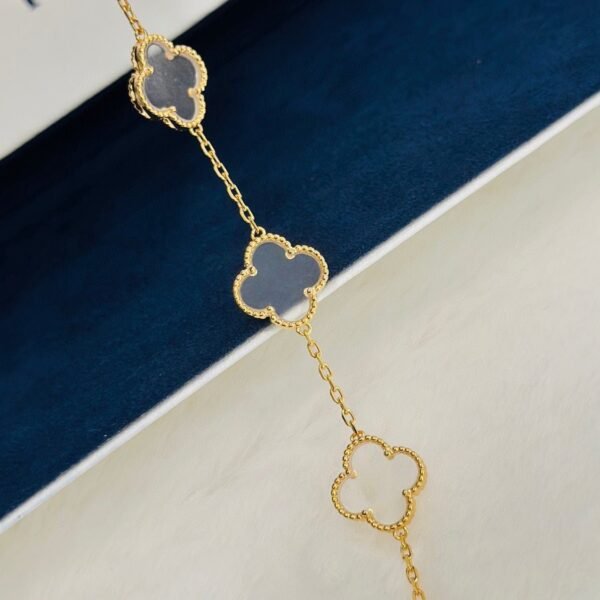 [Eternal Jewelry]CLOVER 5 MOTIF ROCK CRYSTAL PINK GOLD BRACELET