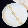 [Eternal Jewelry]CLOVER 5 MOTIF ROCK CRYSTAL PINK GOLD BRACELET