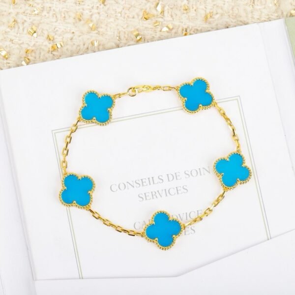 [Eternal Jewelry]CLOVER 5 MOTIFS TURQUOISE BRACELET