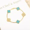 [Eternal Jewelry]CLOVER 5 MOTIF TURQUOISE DIAMOND GOLD BRACELET