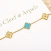 [Eternal Jewelry]CLOVER 5 MOTIF TURQUOISE DIAMOND GOLD BRACELET