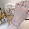 [Eternal Jewelry]CLOVER  5 MOTIF PURPLE CHALCEDONY BRACELET SILVER