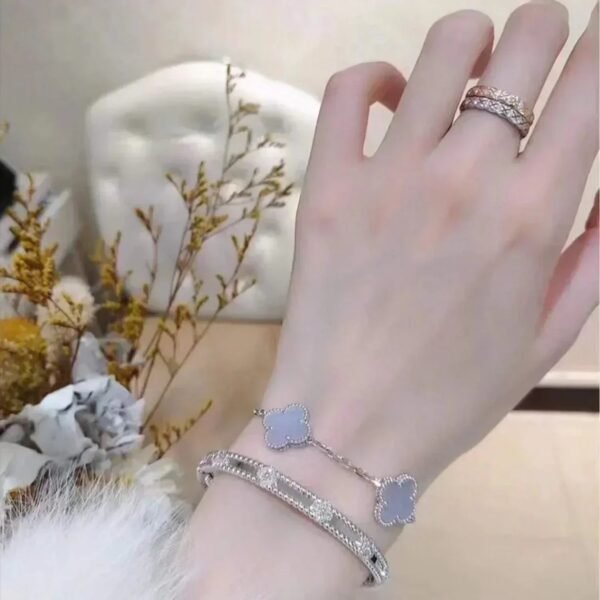 [Eternal Jewelry]CLOVER  5 MOTIF PURPLE CHALCEDONY BRACELET SILVER