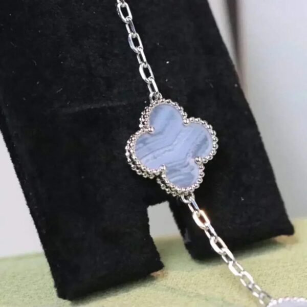 [Eternal Jewelry]CLOVER  5 MOTIF PURPLE CHALCEDONY BRACELET SILVER