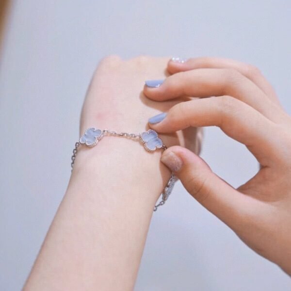 [Eternal Jewelry]CLOVER  5 MOTIF PURPLE CHALCEDONY BRACELET SILVER